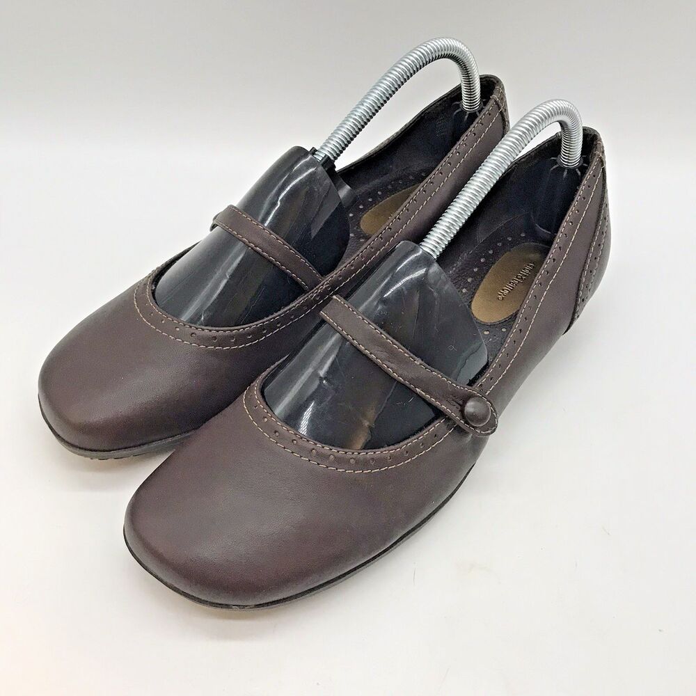 Croft & Barrow Kala Brown Mary Janes Women's 10M Leather 73277 Comfort Wedge